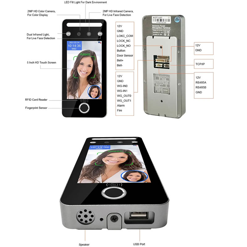 AI07F Dynamic Facial and Fingerprint Recognition System Terminal